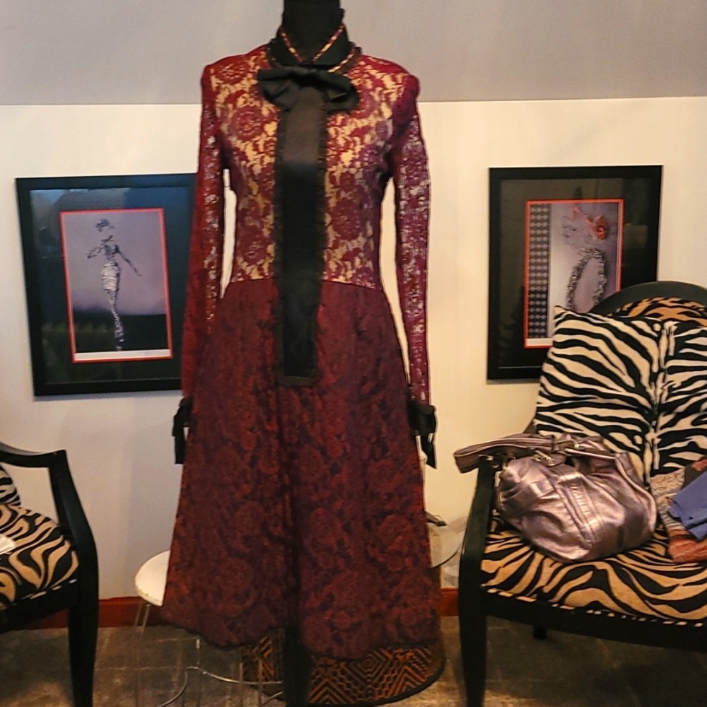 Vintage Geoffrey Beene Lace Overlay Dress